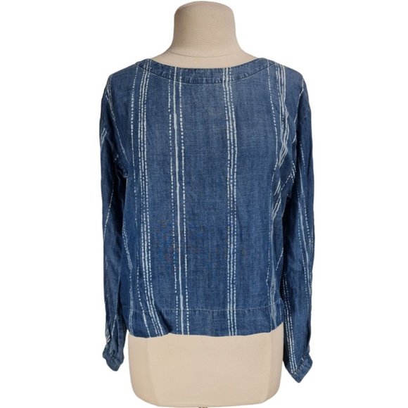 Cloth & Stone Women Size S Basic Blouse Back Full Zip Blue Striped Long SLV. A0P - Picture 1 of 6